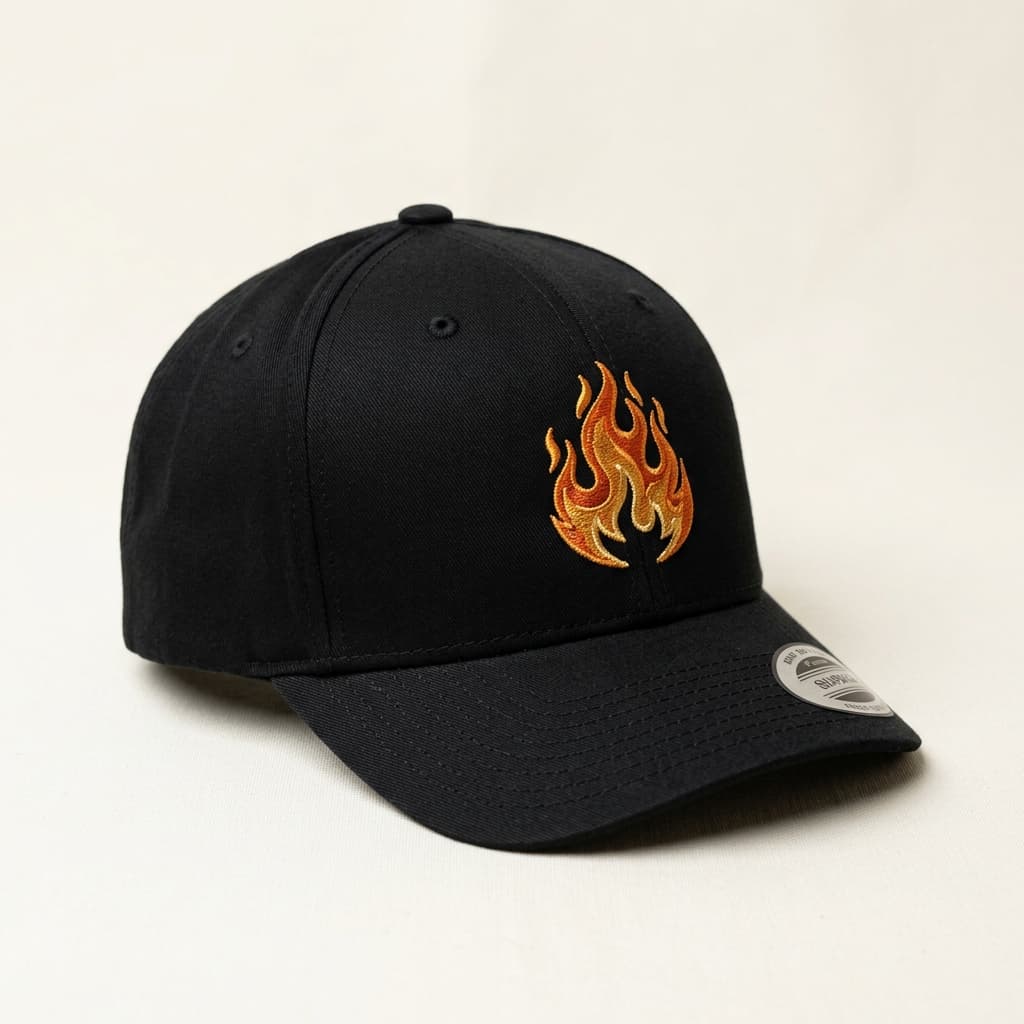 Flame Crest Structured Snapback Cap